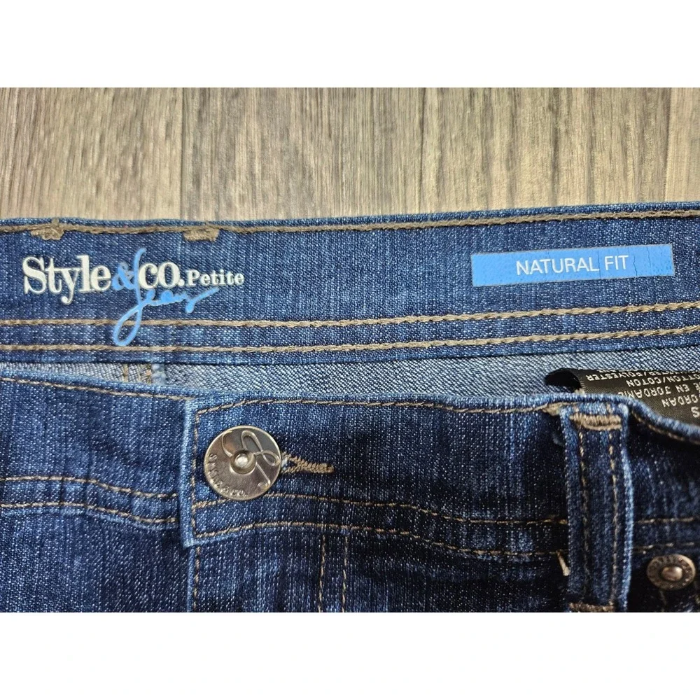 Style & Co Jeans Womens 12PS Petite Short Dark Wash Natural Fit Straight Leg
